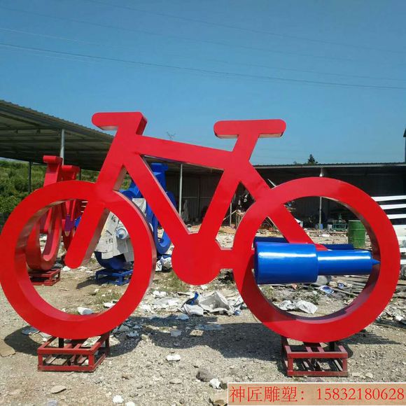 不锈钢自行车雕塑 红色喷漆工艺自行车雕塑